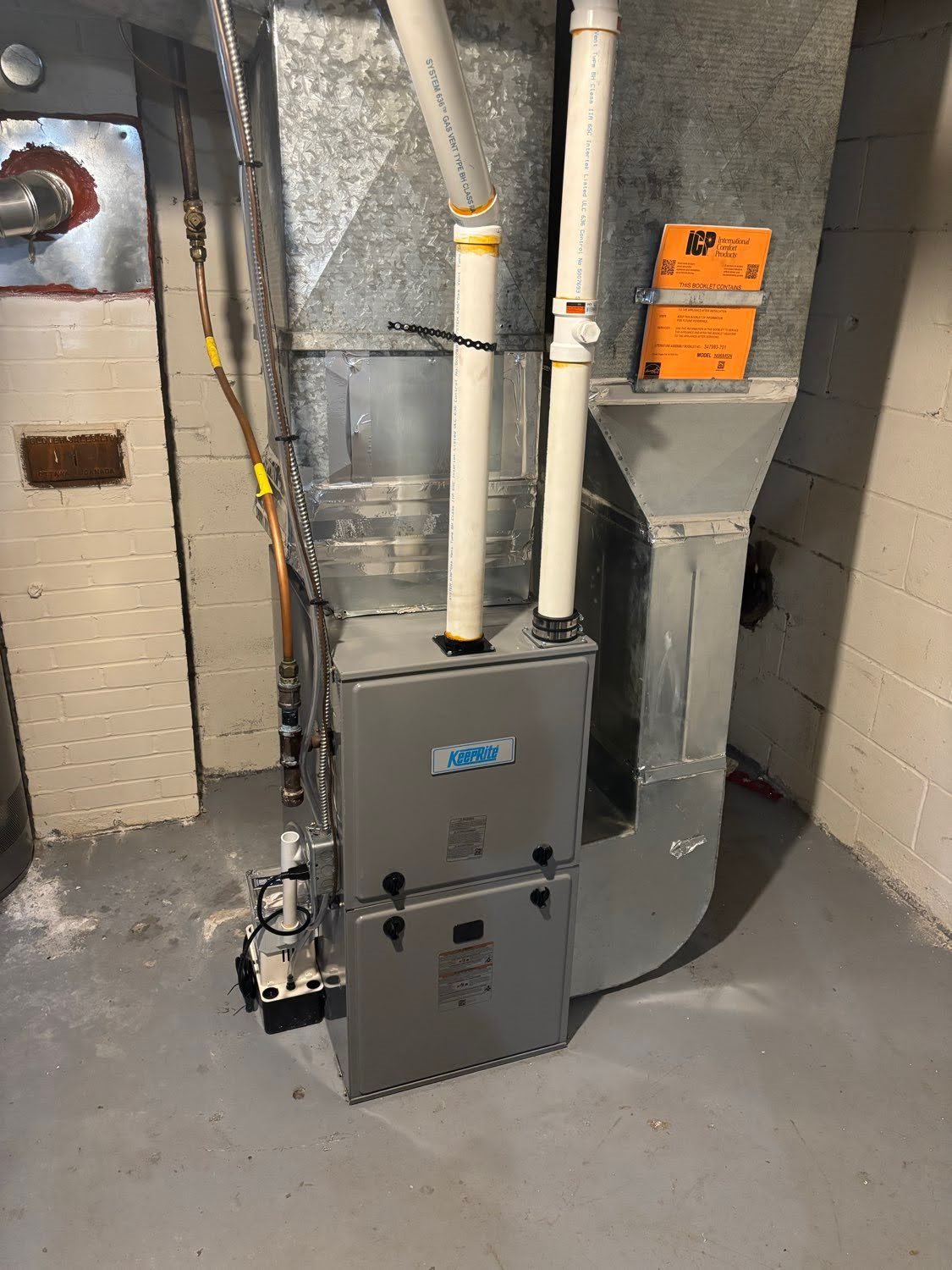 CIG Heating HVAC Furnace Installation Complete in Ottawa Ontario